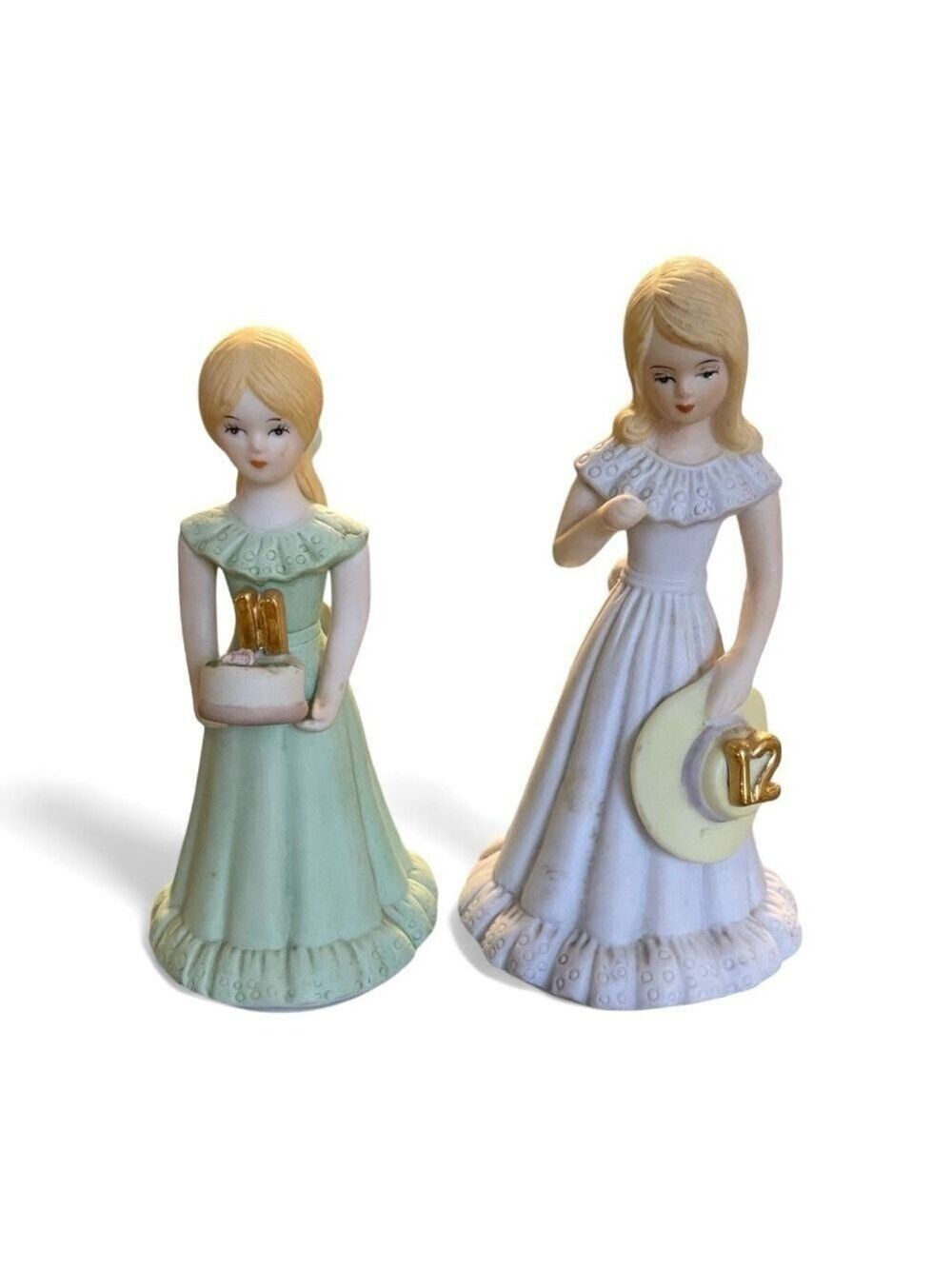 Two Growing Up Birthday Girls Vintage Figurines, Ages 11 and 12, Wonderful Gifts